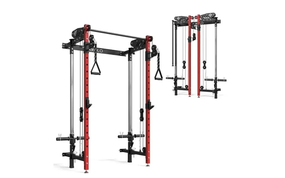 Mikolo Foldable Power Rack Cage 1000lbs Capacity Wall Mounted Squat Rack With Independent Pulley System Space Saving Hom