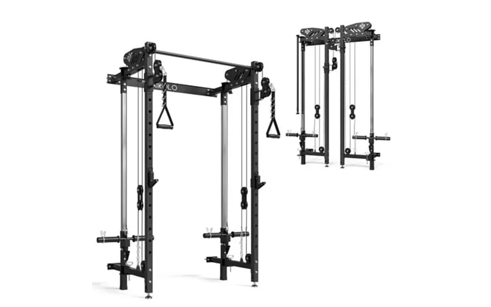 Mikolo Foldable Power Rack Cage 1000lbs Capacity Wall Mounted Squat Rack With Independent Pulley System Space Saving Hom