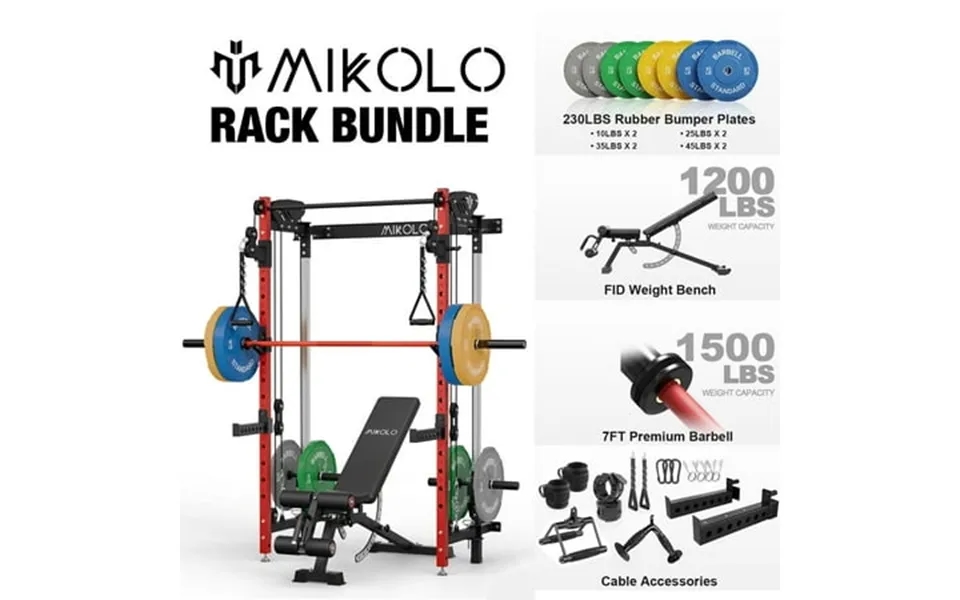 Mikolo Functional Trainer Folding Squat Rack Wall-mounted Power Rack Cable Crossover Machine Lat Pull Down Machines 5 Ad