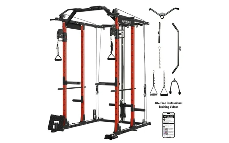Mikolo Power Rack Cage Weight Rack With Cable Crossover Machine Multi-function Squat Rack With J Hooks Dip Bars And Land