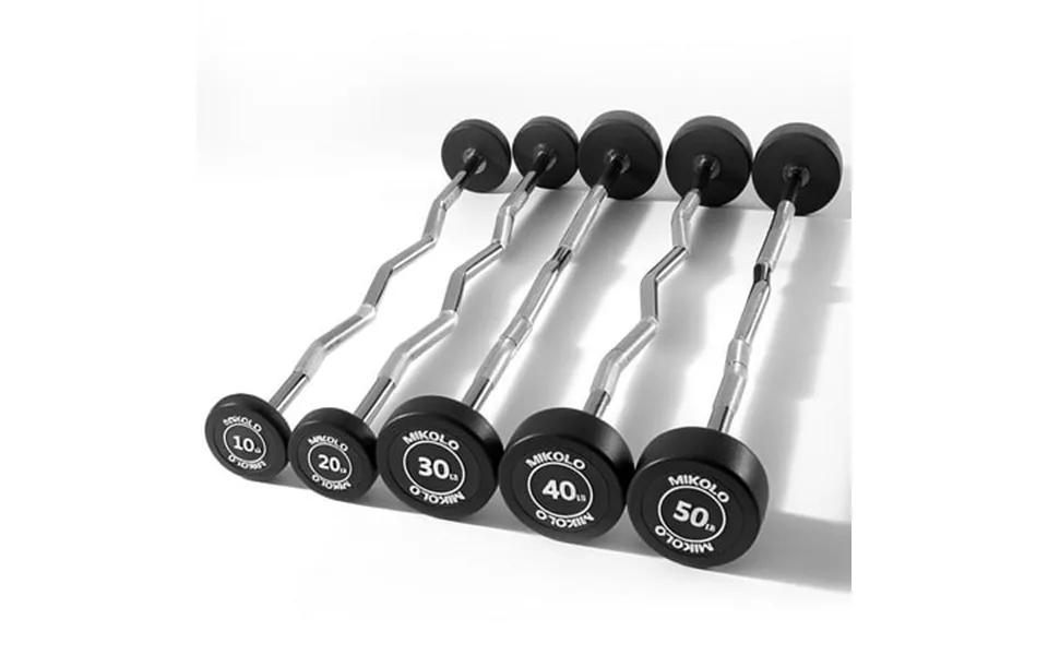 Mikolo Rubber Coated Fixed Weight Ez Curl Barbell Pre-loaded Weights Ez Curl Solid Steel Barbells Weighted Bar For Weigh