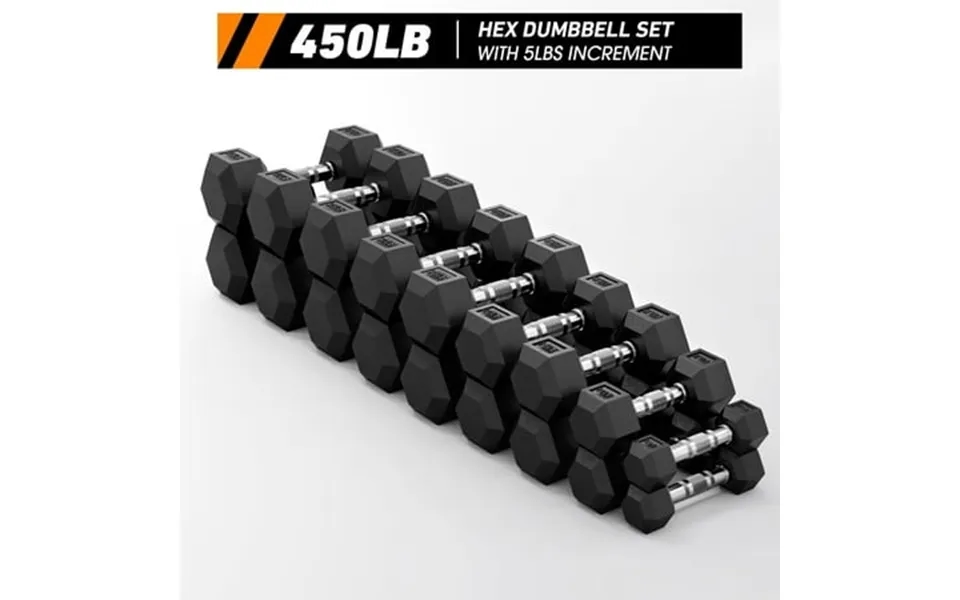 Mikolo Rubber Hex Dumbbell Set Option In 450lbs Strength Training Weight Set Home Gym