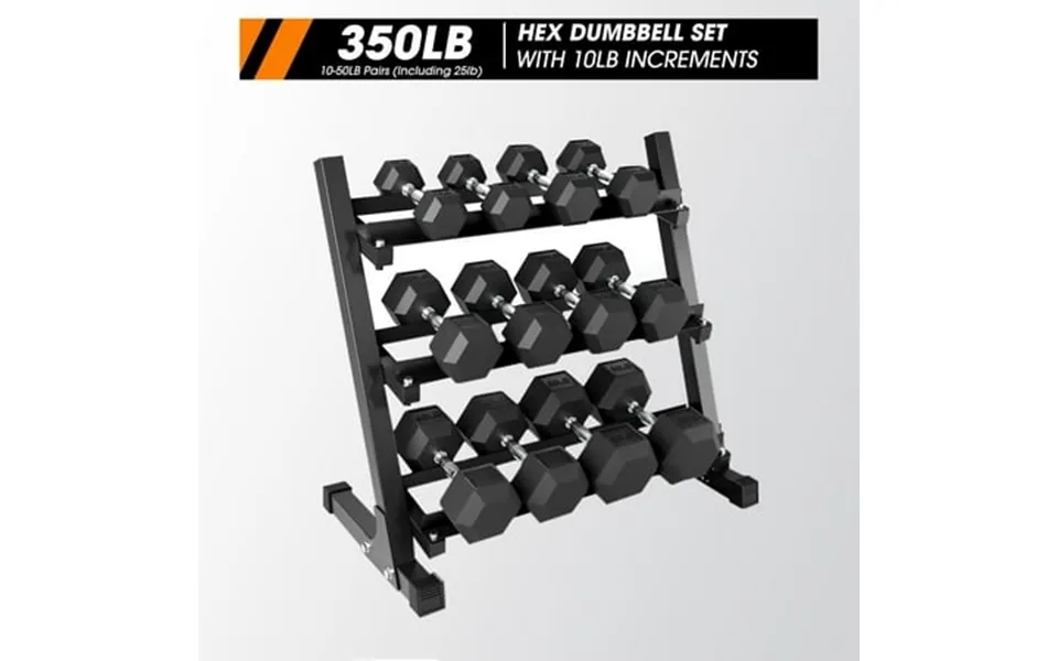 Mikolo Rubber Hex Dumbbell Set With Racks Option In 350lbs Strength Training Weight Set Home Gym