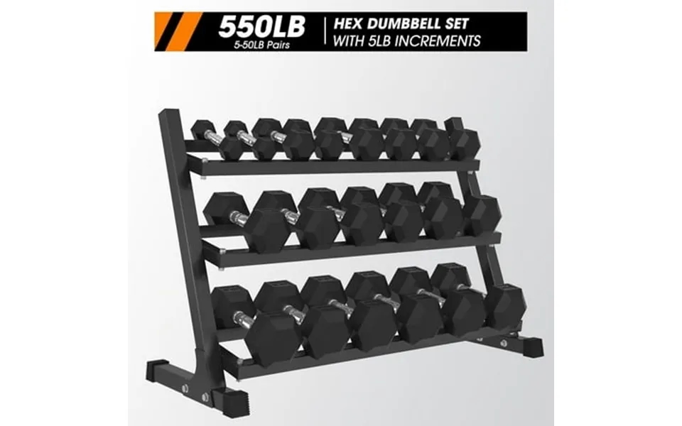 Mikolo Rubber Hex Dumbbell Set With Racks Options In 550lbs Strength Training Weight Set Home Gym
