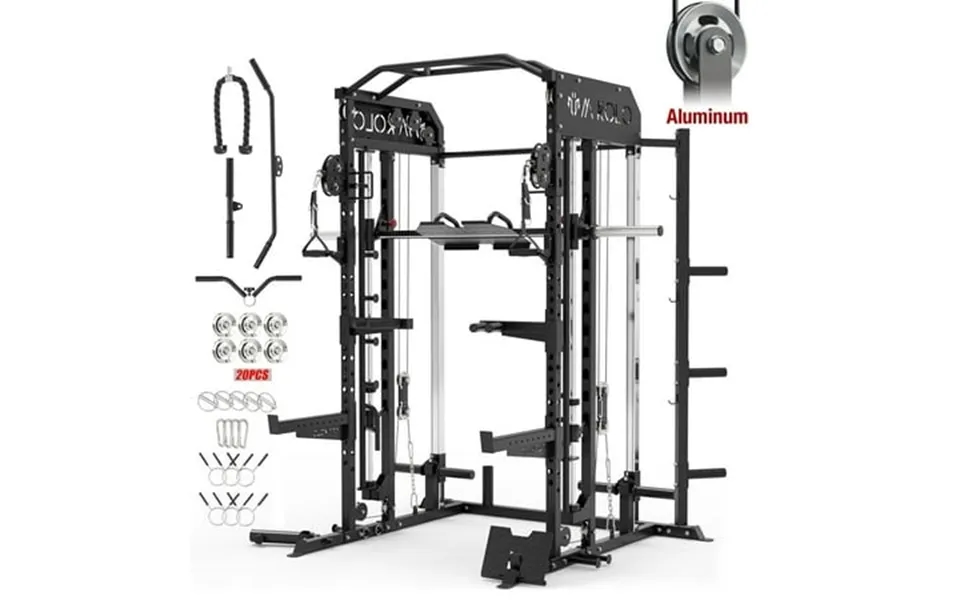 Mikolo Smith Machine All-in-one Power Rack Cage With Vertical Leg Press 2000lbs Power Cage Squat Rack With Smith Bar Dua