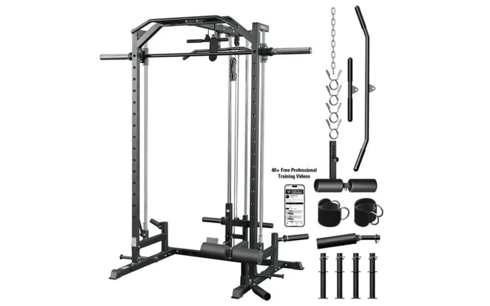 Mikolo Smith Machine Home Gym 1800 Lbs Multi-functional Squat Rack With Lat Pull Down System Workout Station With Weight