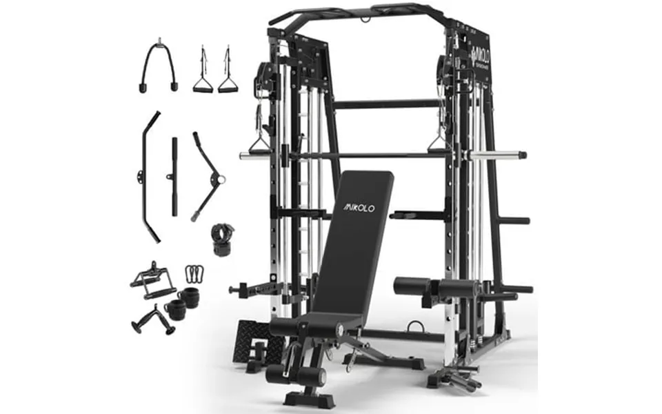 Mikolo Smith Machine Home Gym 2200 Lbs Power Rack Cage With Cable Crossover Smith Cage With Ultimate Home Package