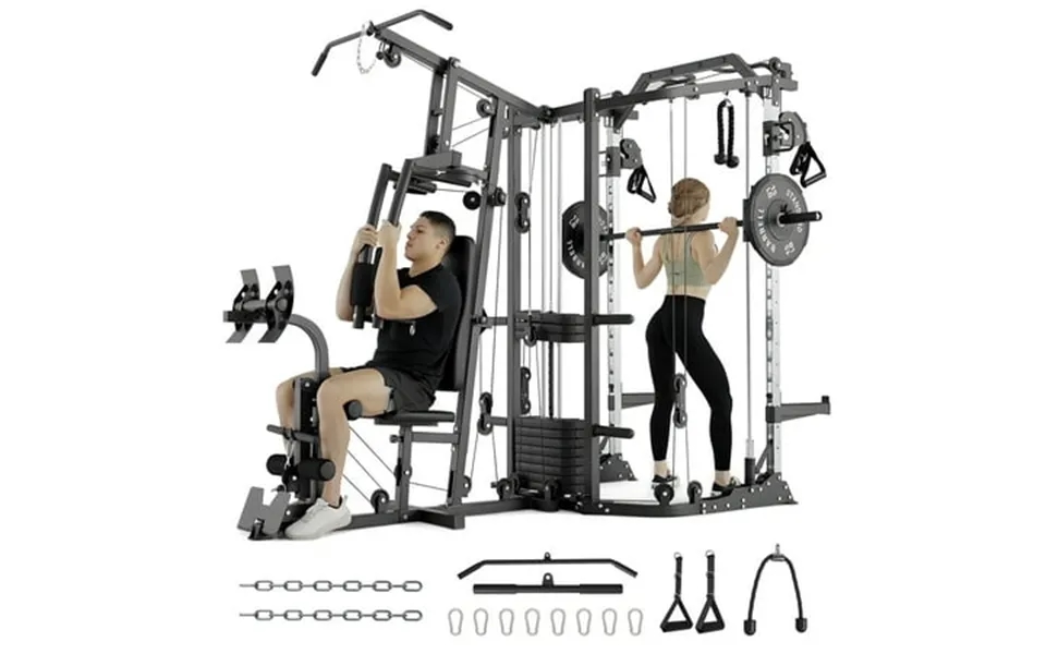 Mikolo Smith Machine Power Cage Multi-function Home Gym System With Cable Crossover 121lb Weight Stack