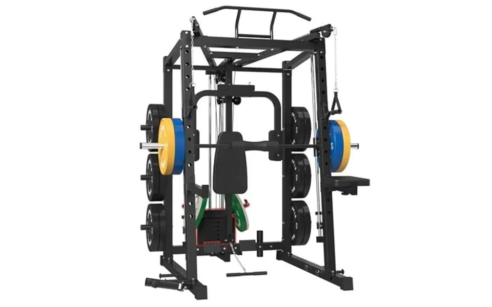 Mikolo Smith Machine With 120lbs Weight Stack 2000lbs Power Cage Squat Rack Pec Deck Machine With Lat Pull-down Cable Cr