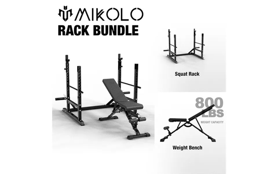 Mikolo Squat Rack Multi-functional Barbell Rack Adjustable Bench Press Rack With 600 Lbs Weight Capacity Squat Cage