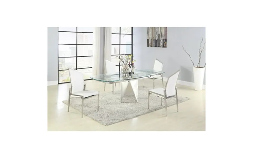 Milan Ariela 59 Steel And Glass Motion-extendable Dining Table In Clear Brass