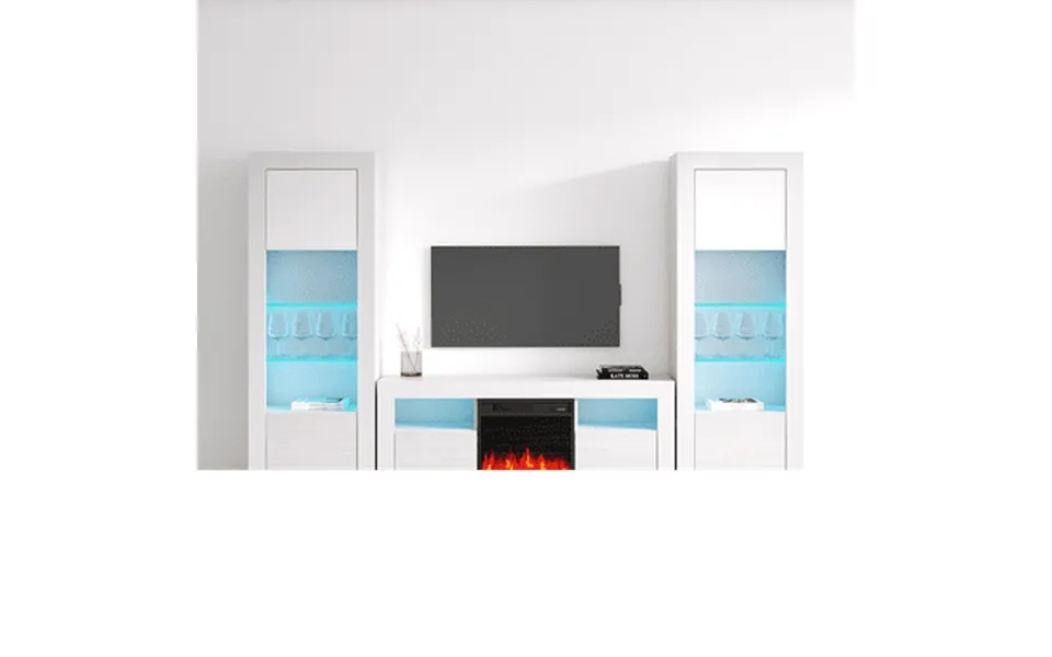 Milano Set 145ef-bk-bk Electric Fireplace Modern Wall Unit Entertainment Center