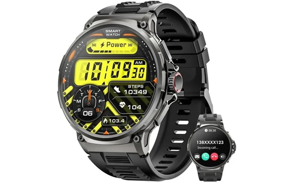 Mingdaln 2025 New 1.85 Inch Men S Military Smart Watch Fits For Android And Iphone Devices Black