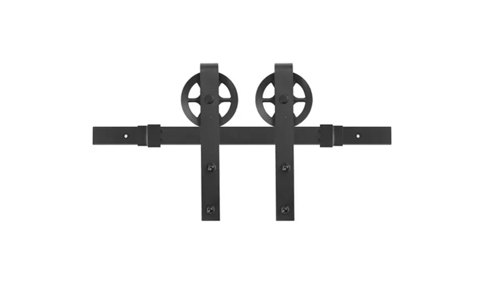 Miseno Mbdh1005x120 120 Large Wheel Bent Strap Barn Door Hardware Kit - Black