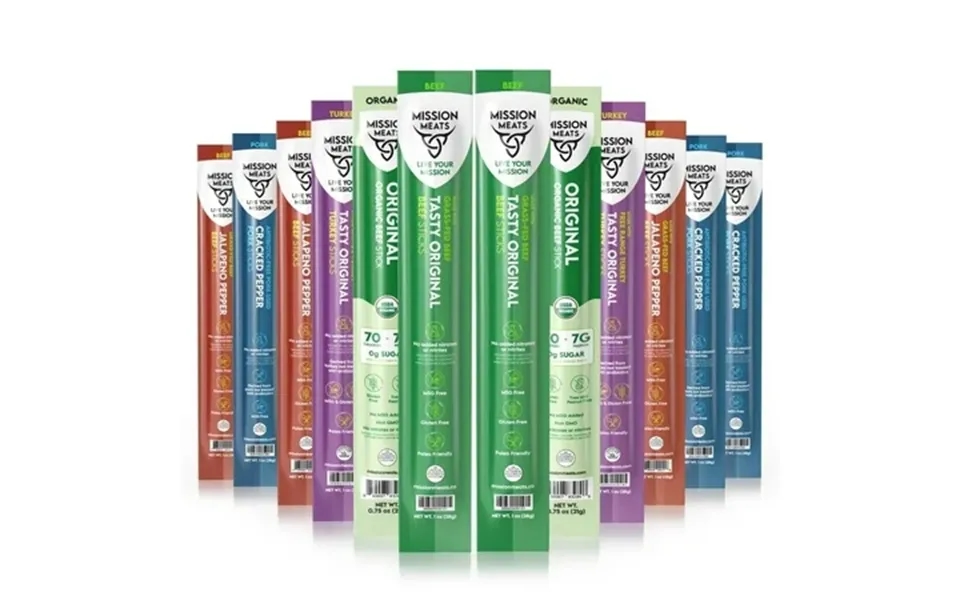 Mission Meats Variety Pack With Certified Organic Beef Grass Fed Free Range Turkey And Cracked Pepper Pork Gluten & Suga