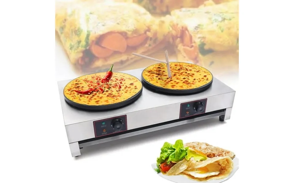 Miumaeov 16 Commercial Electric Crepe Maker Pancake Roaster Dual Hot Plate Non-stick Pancake Maker With Adjustable Tempe