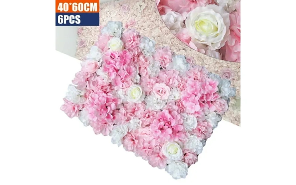 Miumaeov 6pcs Artificial Flower Wall Panels Rose Backdrop Romantic Wedding Decor 40*60cm