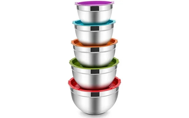Mixing Bowls With Lids Set Of 5 Vesteel Stainless Steel Mixing Bowls Metal Nesting Salad Bowls Size 4 product image