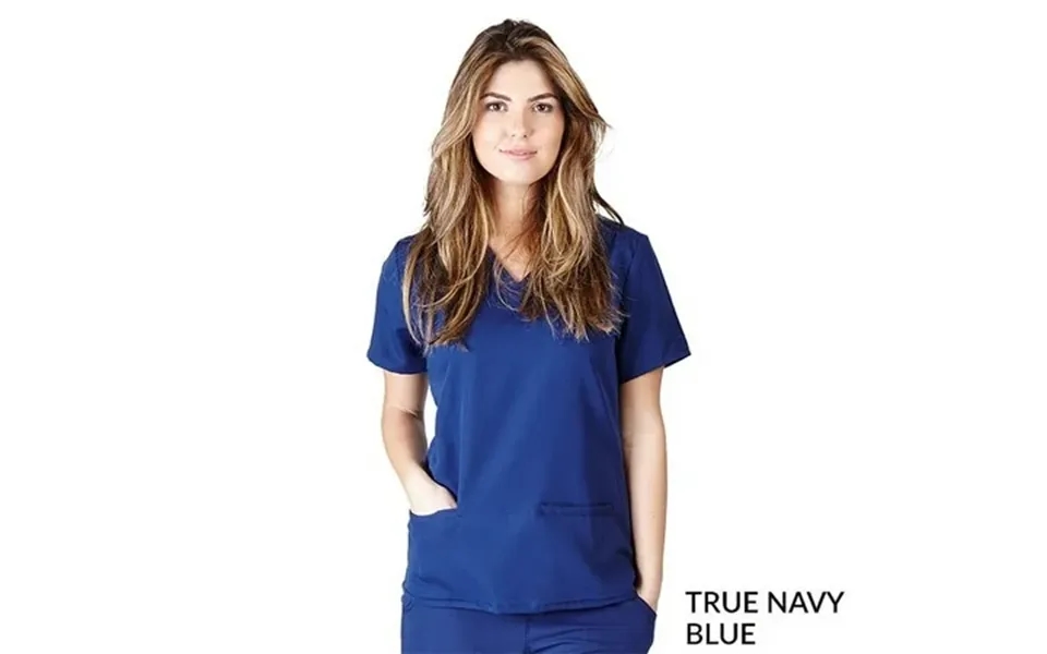 M&m Scrubs Women S Ultra Soft Stretch Drop-neck 2 Pocket Scrub Top 8117 True Navy Blue Small