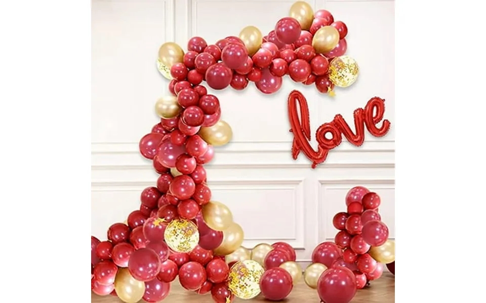 Mmtx Valentine S Day Decorations Red Gold Balloon Garland Arch Kit With Red Love Heart Foil Balloons For Engagement Wedd
