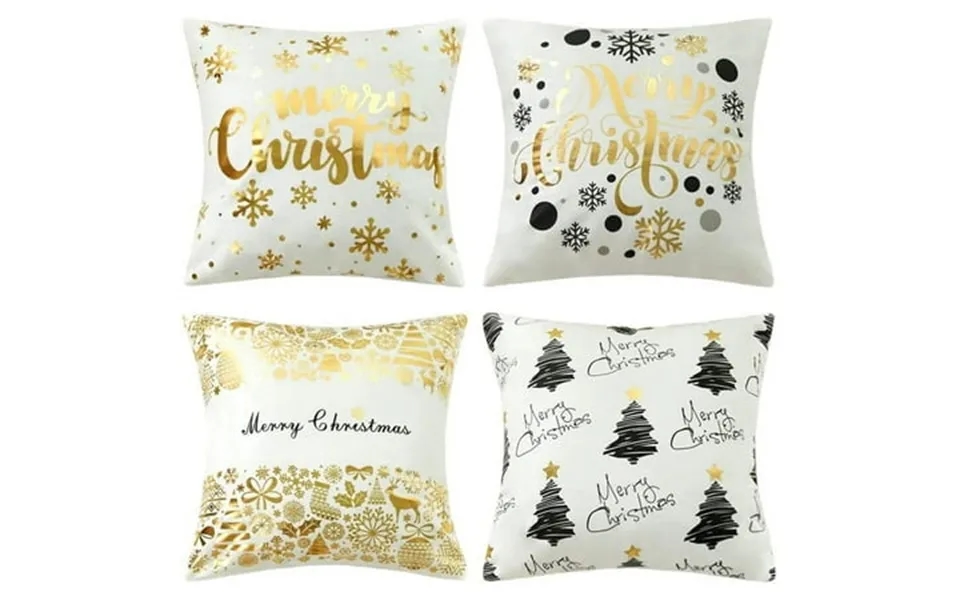 Mmtx White Cushion Covers Christmas Pillowcases 4pcs 45 X 45cm Pillowcases Christmas Tree Snowflakes Cushion Covers Xmas