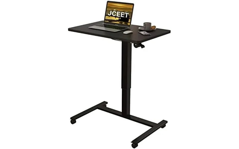 Mobile Height Adjustable Standing Desk 28 Inches Portable Rolling Sit Stand Table Small Laptop Desk Cart Riser Mobile Po