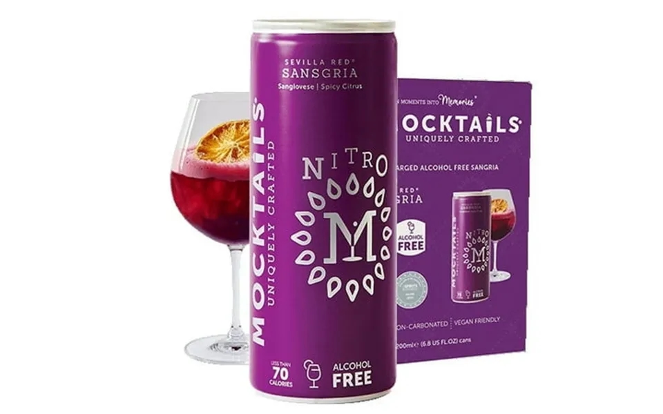 Mocktails Nitro-charged Non Alcoholic Sevilla Red Sangria 6.8 Oz 12 Pack