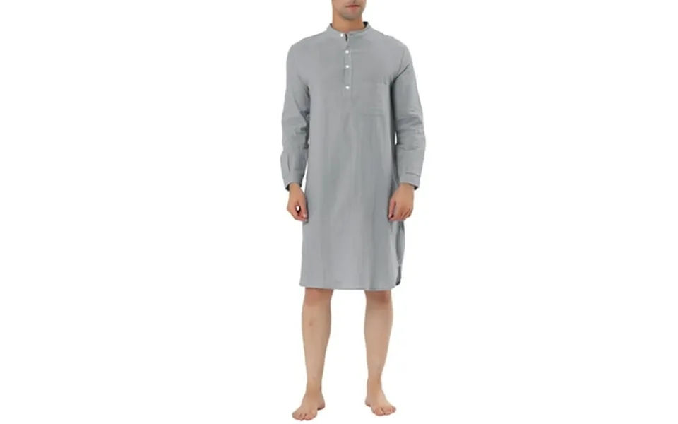 Moda Nova Big & Tall Men S Cotton Bathrobe Long Sleeve Nightgowns Dress Gray S