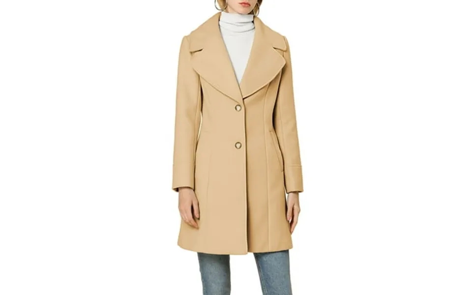 Moda Nova Juniors Shawl Collar Single Breasted Mid-thigh Winter Overcoat Khaki S