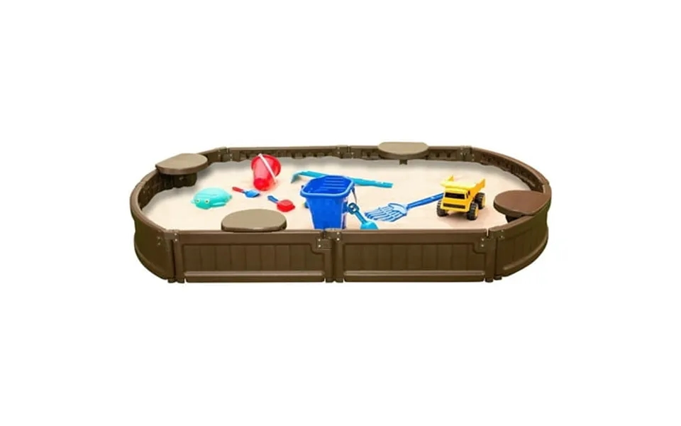 Modern Home 6ft Oval All Weather Resistant Outdoor Sandbox Kit W Cover