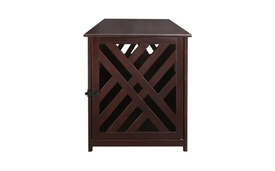 Modern Lattice Wooden Pet Crate End Table - Espresso