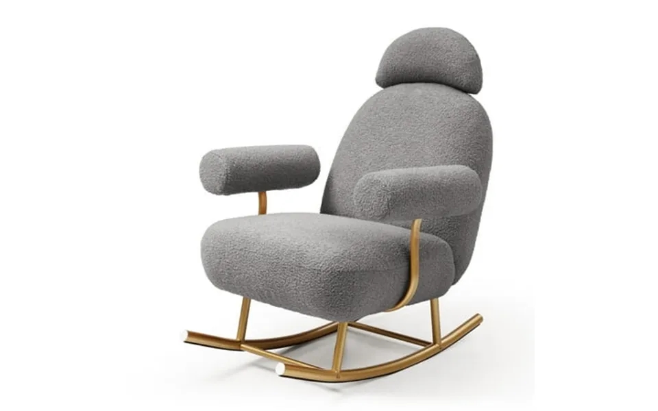 Modern Nursery Accent Rocking Chair Sherpa Fabric Upholstered Rocker Glider Chair For Baby And Kids Comfy Armchair With