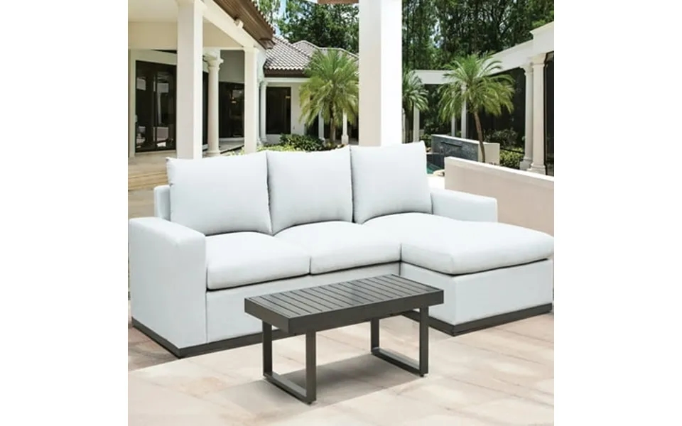 Modern Outdoor Chaise In Gray With Acrylic Material And Foam Fill Sound-absorbing Cover
