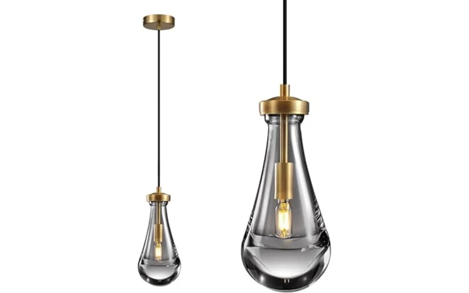 Modern Raindrop Pendant Light For Kitchen Island And Dining Room Brass Rod Chandelier With Handmade Glass Shade Clear So