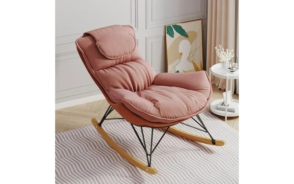 Modern Rocking Chair Leisure Glider Chair Upholstered Rocking Seat Comfy Rest Reading Chair Nursery Chair With Solid Woo