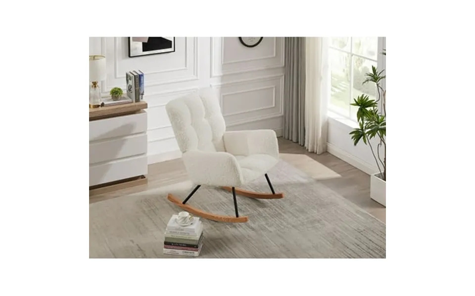 Modern Rocking Glider Chair Nursery Padded Seat Comfy Upholstered Accent Chair With High Backrest And Armrests For Readi