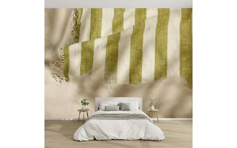 Modern Wallpaper Murals 3d Striped Linen Beach Towel Fringes Beach Shadows From Palm Tree Peel And Stick Removable Self-