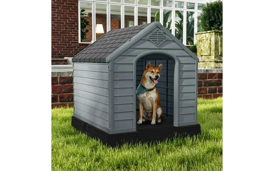 Modfusion 41 Plastic Outdoor Pet Dog House With Air Vent Water-resistant Gray