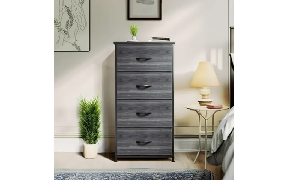 Modfusion Charcoal Black 4-drawer Fabric Dresser For Adults & Teens Sturdy Frame Plastic Handles