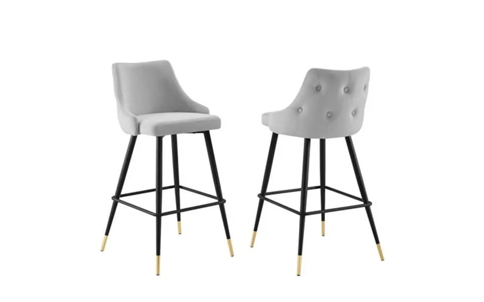 Modway Adorn 29.5 Tufted Velvet Bar Stool In Black Light Gray Set Of 2