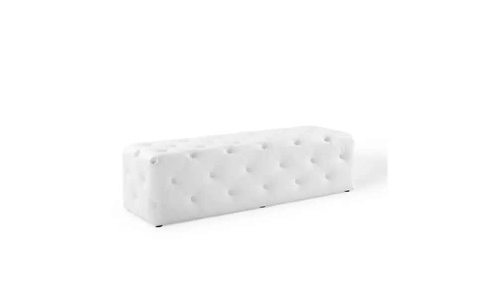 Modway Amour 60 Tufted Button Entryway Faux Leather Bench In White