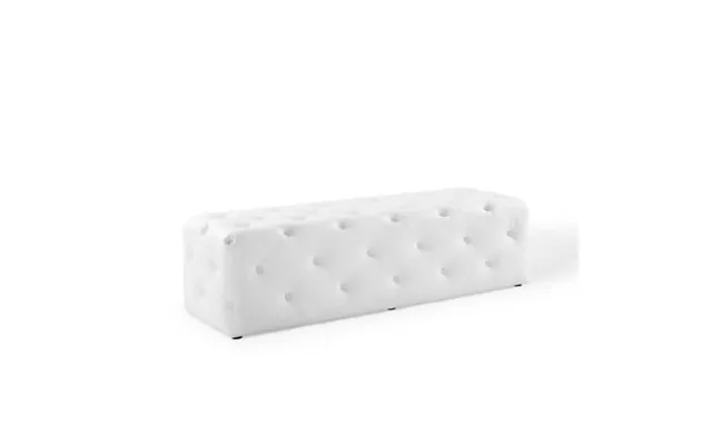 Modway Amour 60 Tufted Button Entryway Faux Leather Bench In White product image