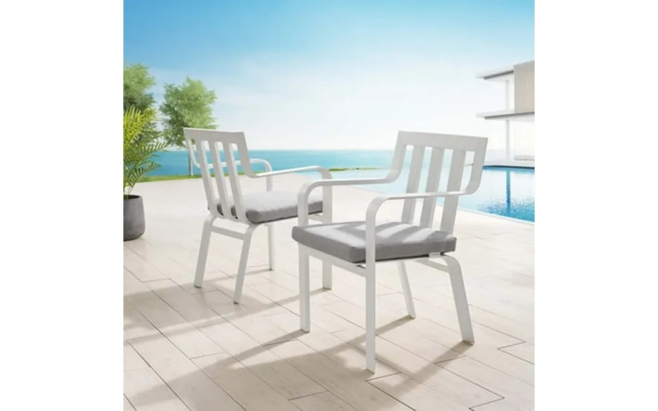 Modway Baxley Outdoor Patio Aluminum Armchair Set Of 2 In White Gray