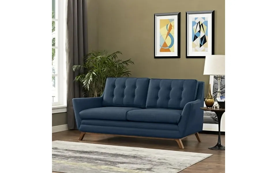 Modway Beguile Upholstered Fabric Loveseat In Azure