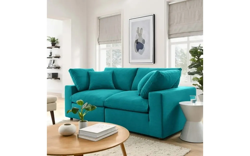 Modway Commix 2 Piece Down Filled Overstuffed Sectional Sofa Set In Teal