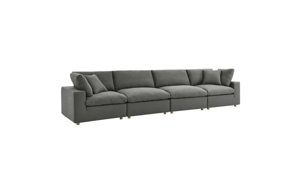 Modway Commix 4 Piece Down Filled Overstuffed Sectional Sofa Set In Gray