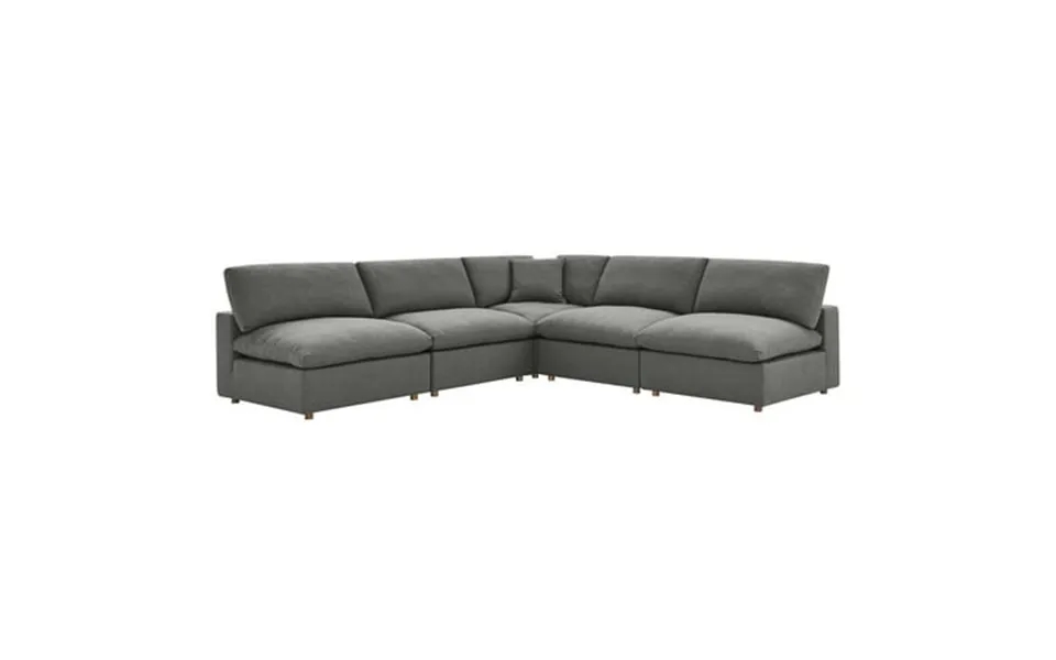 Modway Commix 5-piece Down Filled Overstuffed Armless Sectional Sofa In Gray