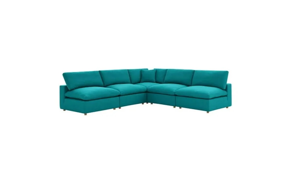 Modway Commix 5-piece Down Filled Overstuffed Armless Sectional Sofa In Teal