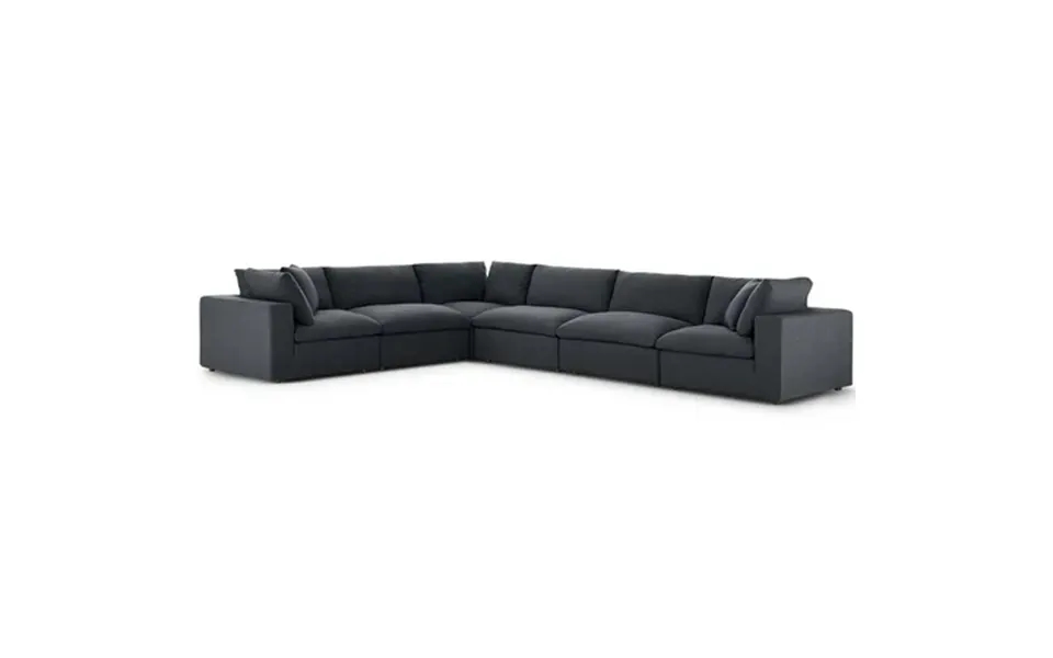 Modway Commix 6 Piece Down Filled Overstuffed Sectional Sofa Set In Gray