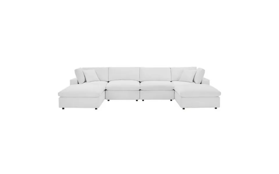Modway Commix 6-piece Down Filled Overstuffed Performance Velvet Sectional Sofa In White